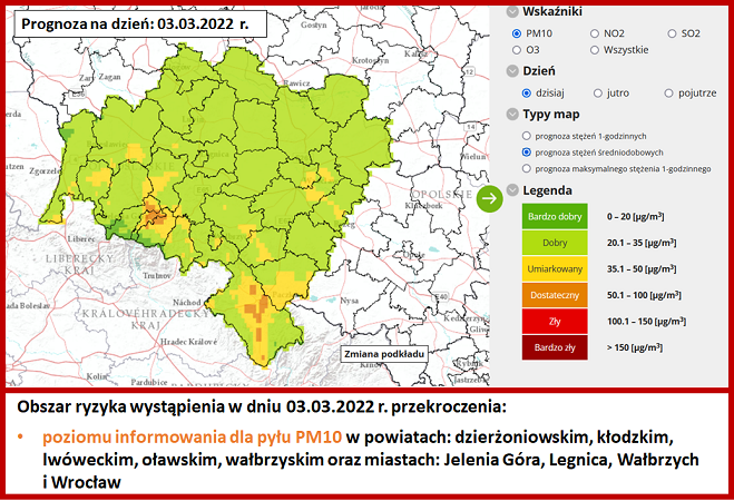 Przekroczenie Poziomu Informowania I Ryzyko Dalszych Przekroczeń Dla Pyłu Pm10 Life Mappingairpl 5924