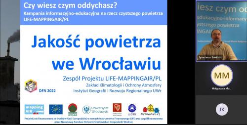 DFN 2022 dzień czwarty, zajęcia online "Jakość powietrza we Wrocławiu"